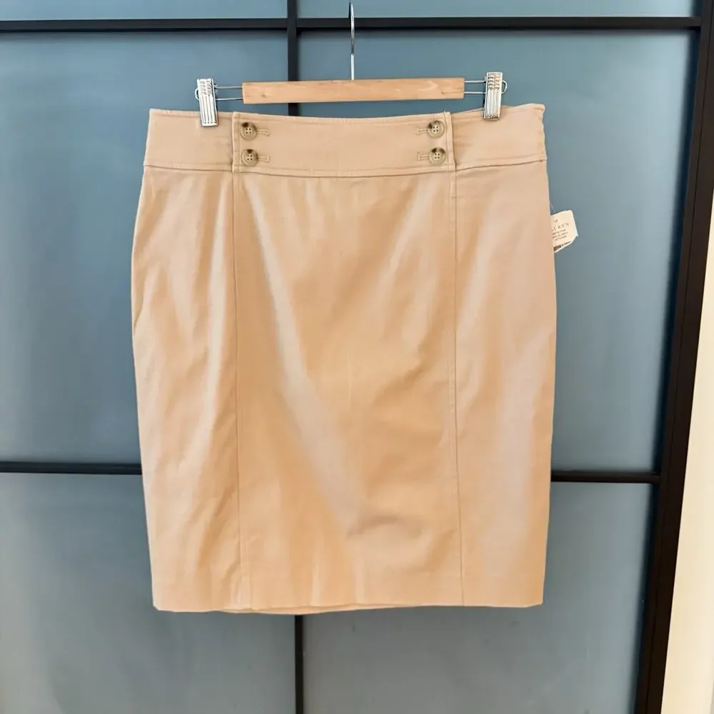 Lauren Ralph Lauren Khaki Skirt Size 10 Tan Cotton Twill A-Line NWT